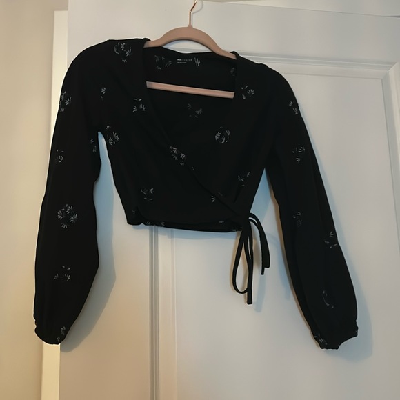 Cropped wrapped embroidered ASOS top - Picture 1 of 7